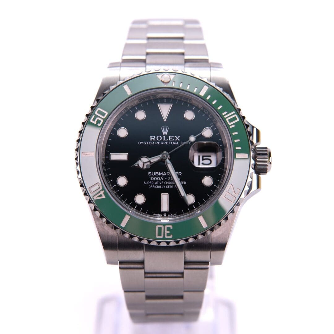 Luxury watch with green and black design.