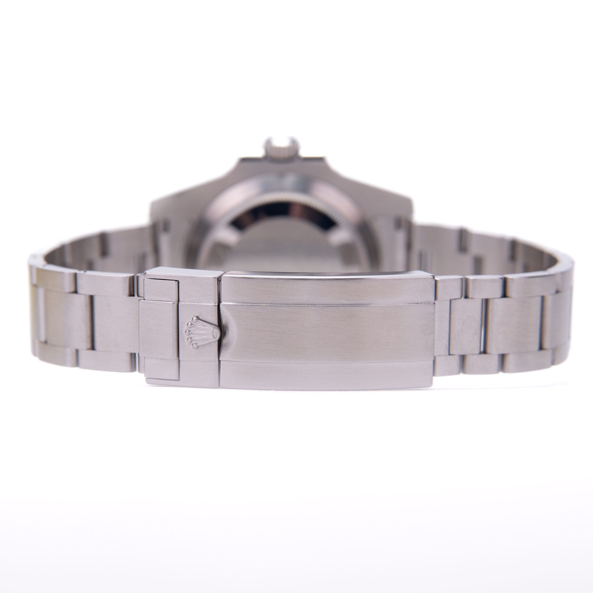 Silver watch bracelet and clasp backside.