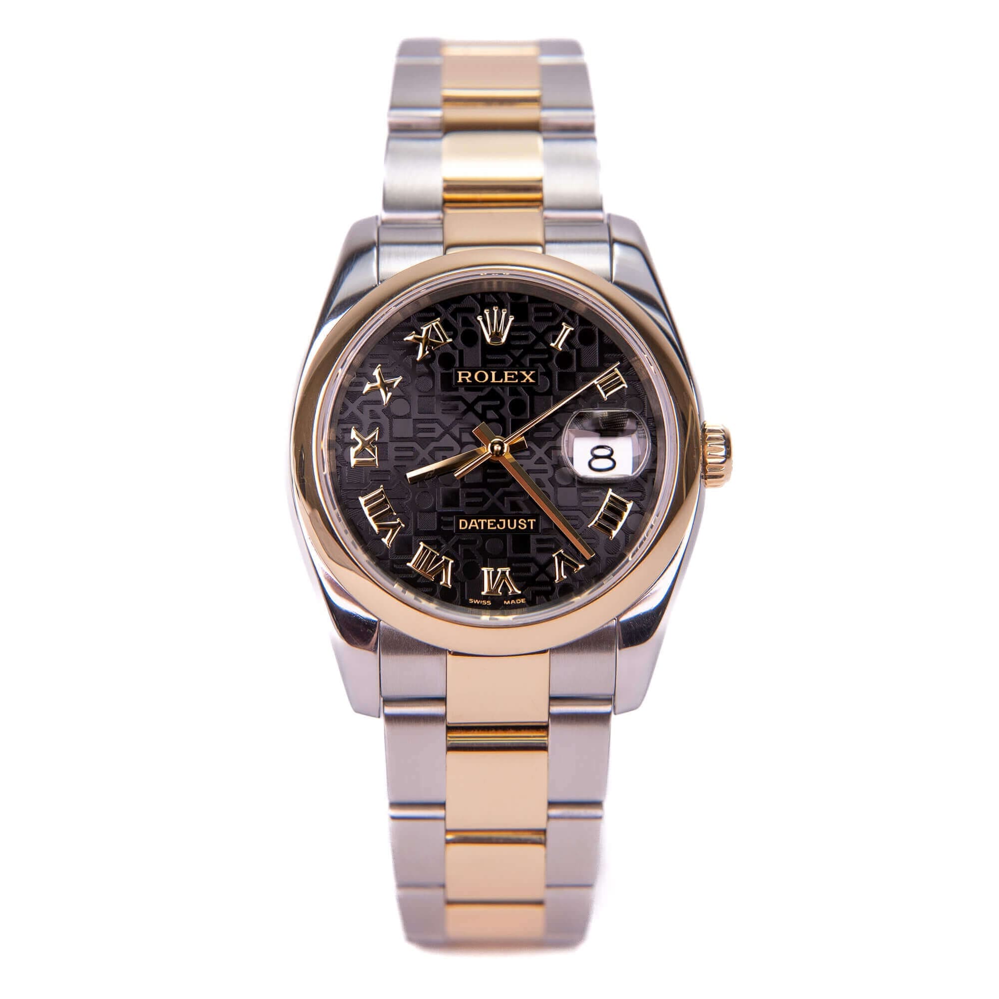 Luxury two-tone wristwatch with date display.