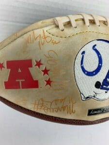 Signed football with Colts logo and AFC emblem.